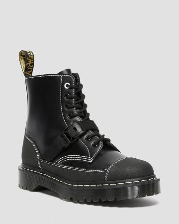 Men's Dr Martens 1460 Tech Made in England Leather Lace Up Boots Black | AU 538XYU